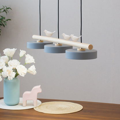 Scandinavian-Inspired Round Resin Bird LED Chandelier with Elegant Linear Design