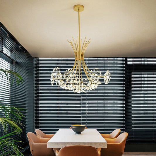 Elegant Dandelion Chandeliers with Crystal Shades – 13-19 Lights