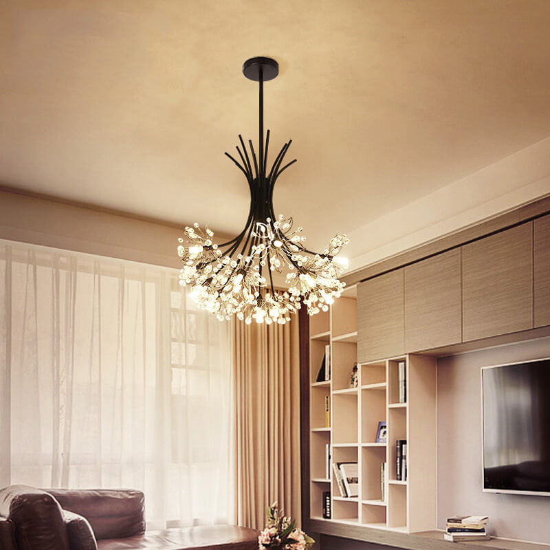 Elegant Dandelion Chandeliers with Crystal Shades – 13-19 Lights