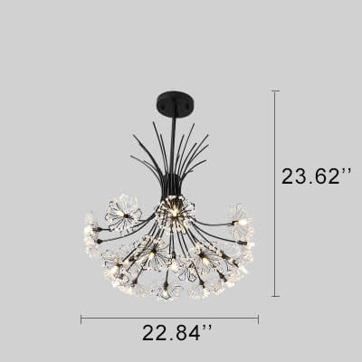 Elegant Dandelion Chandeliers with Crystal Shades – 13-19 Lights