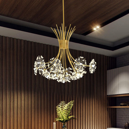 Elegant Dandelion Chandeliers with Crystal Shades – 13-19 Lights