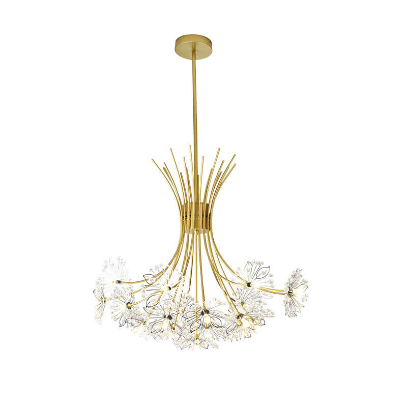 Elegant Dandelion Chandeliers with Crystal Shades – 13-19 Lights