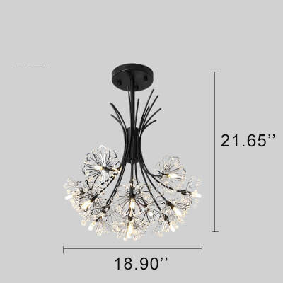 Elegant Dandelion Chandeliers with Crystal Shades – 13-19 Lights