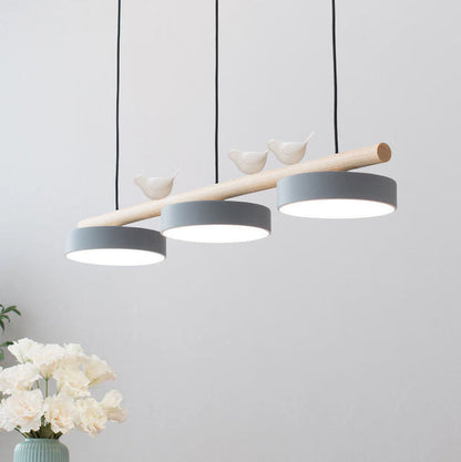 Scandinavian-Inspired Round Resin Bird LED Chandelier with Elegant Linear Design