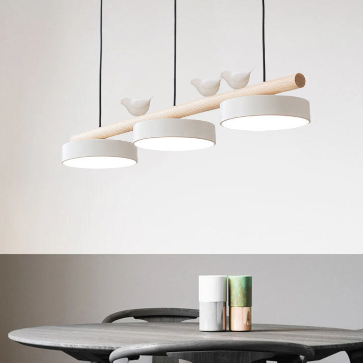 Scandinavian-Inspired Round Resin Bird LED Chandelier with Elegant Linear Design