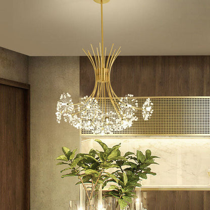 Elegant Dandelion Chandeliers with Crystal Shades – 13-19 Lights