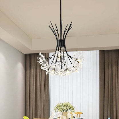 Elegant Dandelion Chandeliers with Crystal Shades – 13-19 Lights