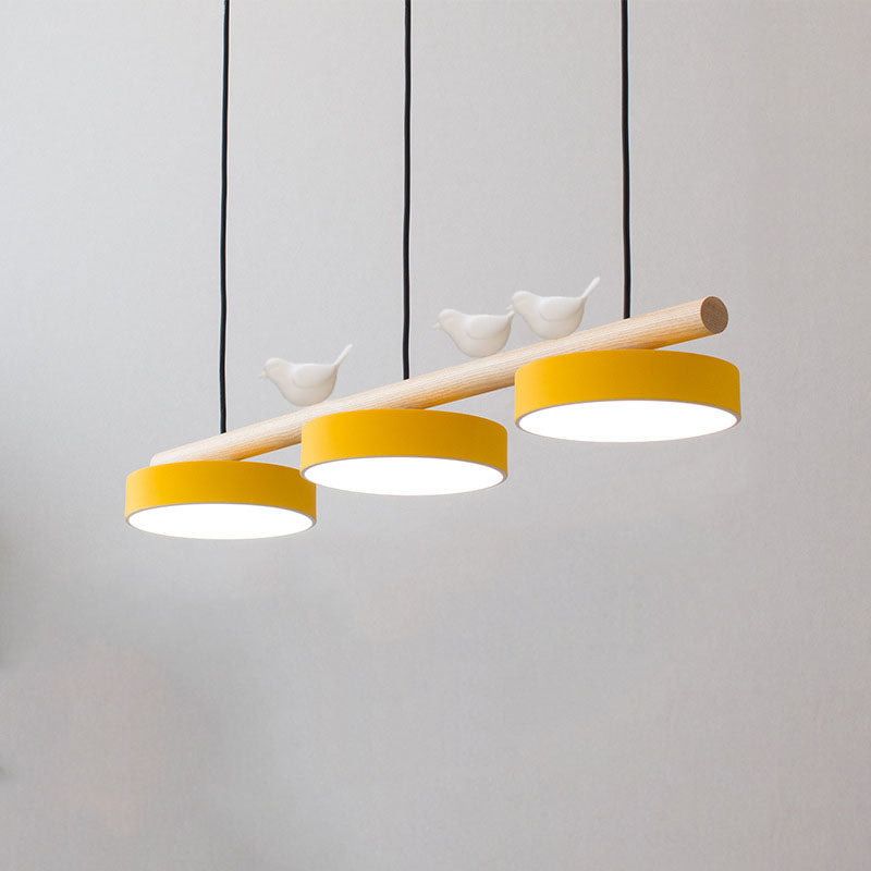 Scandinavian-Inspired Round Resin Bird LED Chandelier with Elegant Linear Design