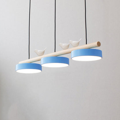 Scandinavian-Inspired Round Resin Bird LED Chandelier with Elegant Linear Design