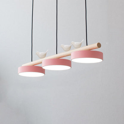 Scandinavian-Inspired Round Resin Bird LED Chandelier with Elegant Linear Design