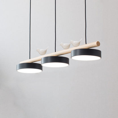 Scandinavian-Inspired Round Resin Bird LED Chandelier with Elegant Linear Design