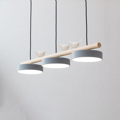 Scandinavian-Inspired Round Resin Bird LED Chandelier with Elegant Linear Design