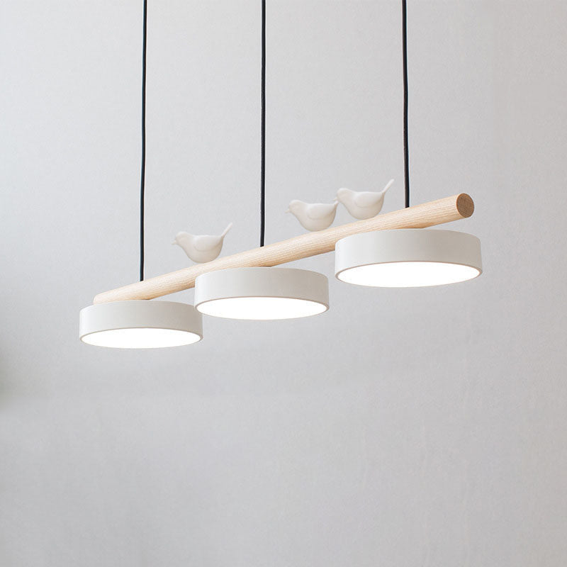 Scandinavian-Inspired Round Resin Bird LED Chandelier with Elegant Linear Design